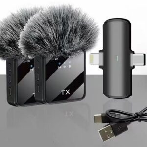 F15-2 Wireless Lavalier Microphone – Noise Reduction | Clip-On Mic | Plug & Play | Long Battery Life | For Mobile & Camera